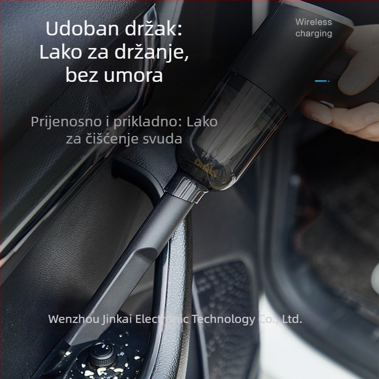 Bežični mini usisivač za automobil – ručni, USB punjenje, s četkom, 5500 Pa usis, trajanje baterije 16 minuta, pogodan za auto i kućanstvo