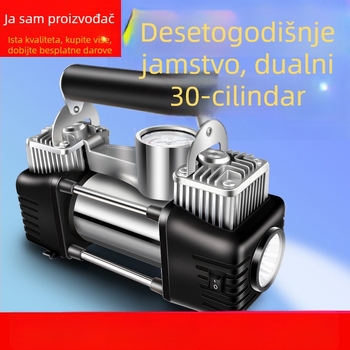 Automobilska pumpa za zrak, dvostruki cilindar, 12V/24V, 120W, crijevo za napuhivanje 5 m, mjerač tlaka u gumama