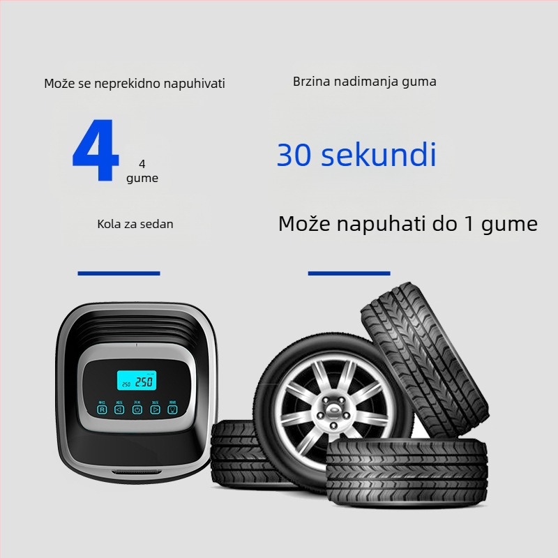 12V automobilna pumpa za gume s digitalnim prikazom, prijenosna mini pumpa za zrak, 60 L/min, 120W, kabel 3.5 m