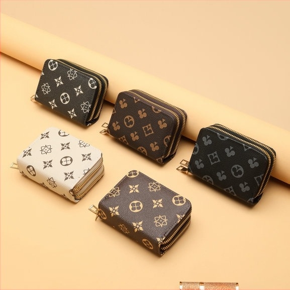 Ženski PVC novčanik – dvostruki zip, više kartica; horizontalni dugi stil, zatvarač, unutarnji džepovi (zip džep, džep za telefon, ID džep, laminirani džep), najlonska podstava