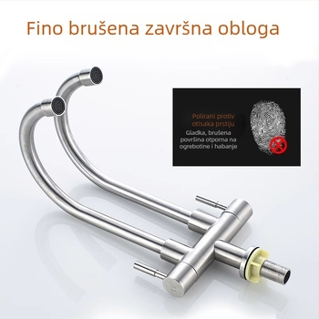 Nehrđajući kuhinjski miješalica s 1 priključkom i 2 izlaza, 3-putna veza za perilicu i umivaonik, keramicki jezgreni ventil, brušeni završetak, 20 mm priključci, model 5236