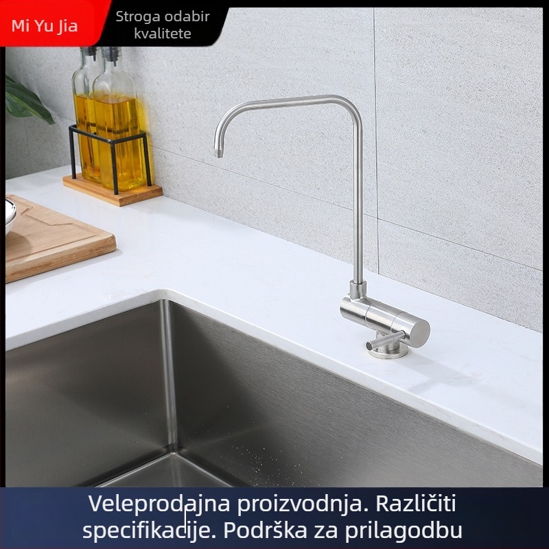 Kuhinjska vodovodna mješalica za pročišćavanje vode, rotirajući sklopivi dizajn s unutarnjim prozorom, samo hladno, 304 nehrđajući čelik, keramički jezgreni ventil, 1.6 MPa, 0-90°C, uspravna ugradnja