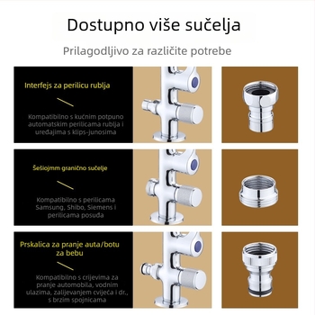 Kuhinjska slavina s dvostrukim izlazom, bakreno tijelo, bakreno jezgro ventila, nominalni tlak 0,8–1 MPa, radna temperatura 0–80°C, model WSY-900158