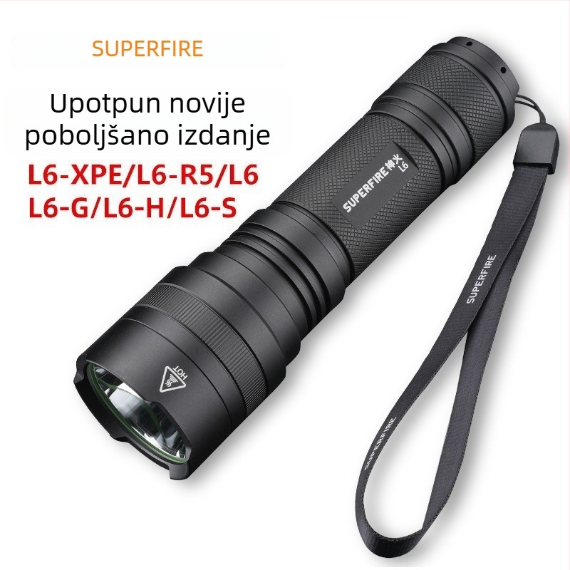L6 ručna LED baterijska svjetiljka - aluminijski spoj, 3500mAh, 10W, punjiva, ručni pogon