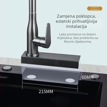 Izvlačna kuhinjska slavina za sudoper, nehrđajući čelik, model 5564, keramički disk ventil, vruća i hladna voda