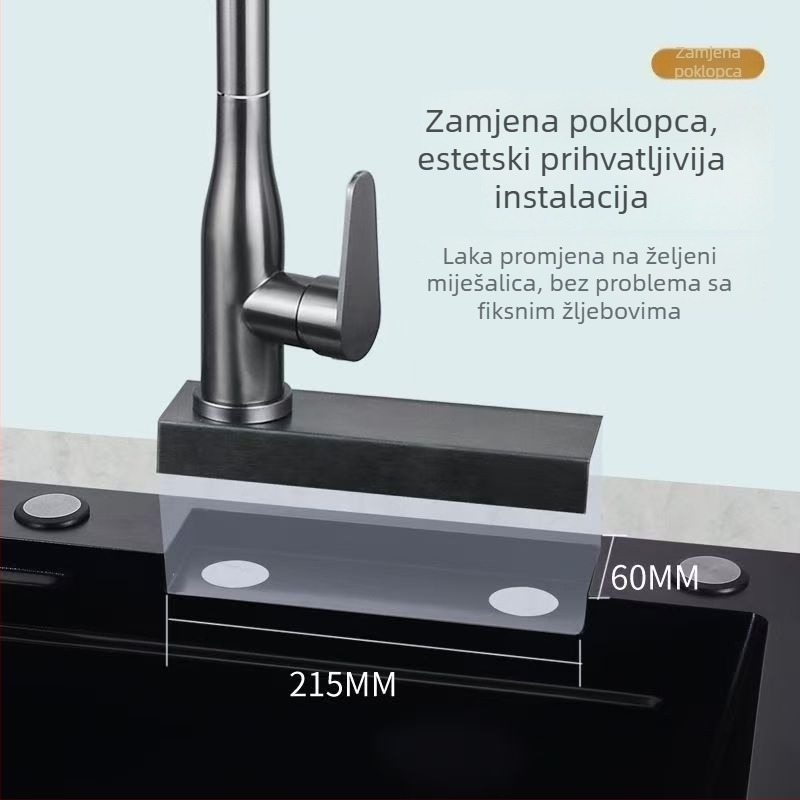 Izvlačna kuhinjska slavina za sudoper, nehrđajući čelik, model 5564, keramički disk ventil, vruća i hladna voda