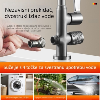 Vanjska bakrena slavina s zaštitom od smrzavanja, 1 ulaz 2 izlaza, za dvorište, vrt i balkon