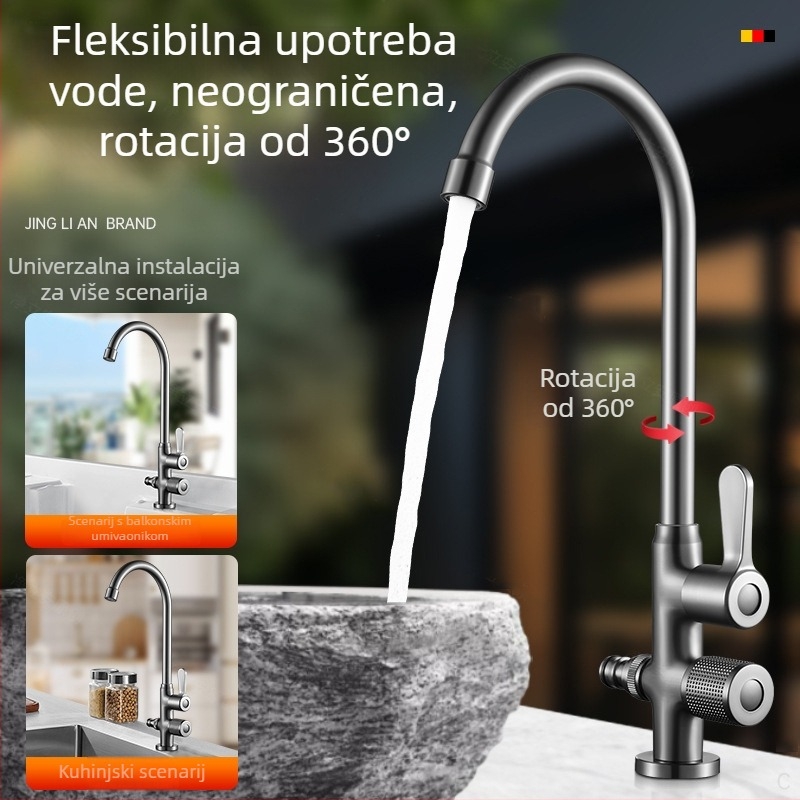 Vanjska bakrena slavina s zaštitom od smrzavanja, 1 ulaz 2 izlaza, za dvorište, vrt i balkon