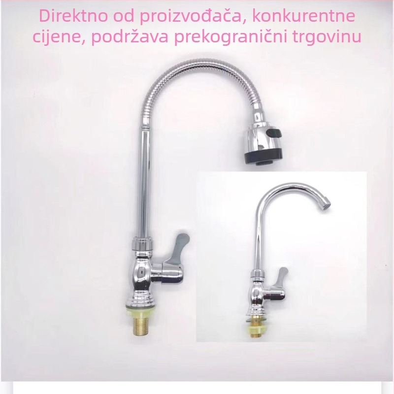 Podesiva univerzalna produženac slavine za umivaonik, hladna voda, s jednim otvorom, uspravna, plastično tijelo, keramički kartridž, 20 mm ulaz/izlaz, 0,8 MPa, 0-80°C