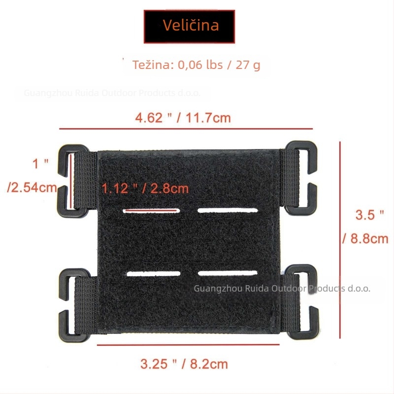 Liruida ultralak nylon Velcro taktički dodatak za ruksak s MOLLE sustavom, baza za narukvicu, odvojiva