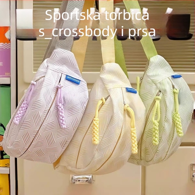 Ženska crossbody torba u urbanom stilu — najlon, proljeće 2025, zatvaranje na zip, unutarnji džepovi za telefon i dokumente