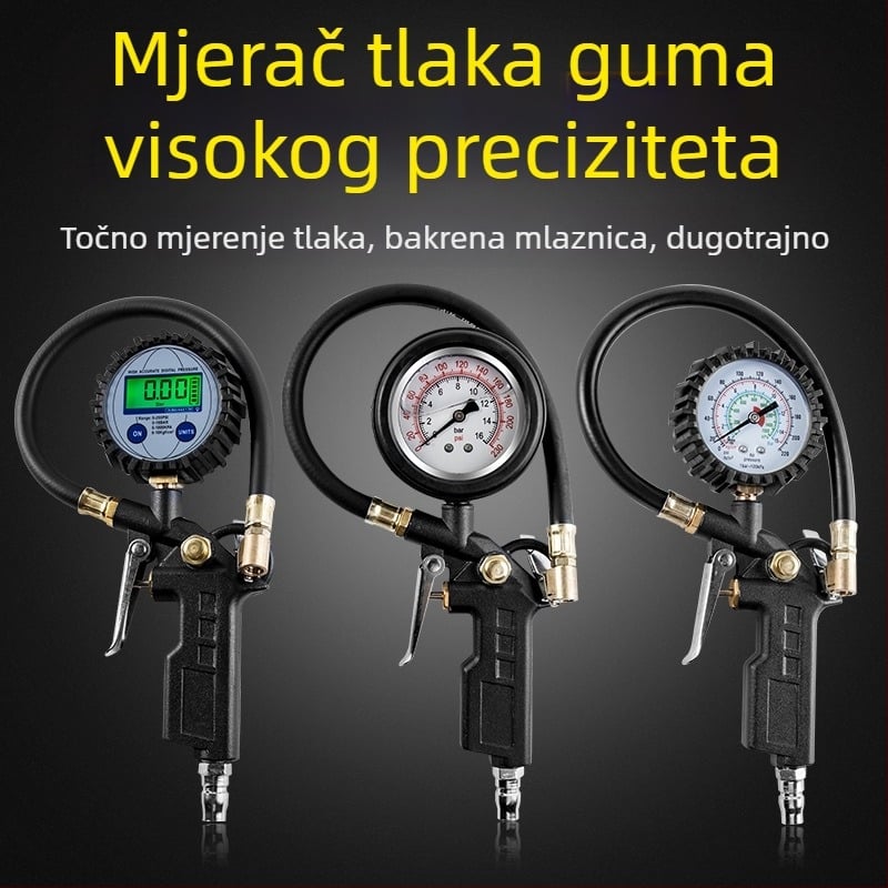Manometar tlaka u gumama s naduvnom glavom i brojčanim zaslonom – mehanički mjerač tlaka za automobil