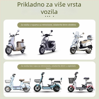 Zadnji retrovizor za električni bicikl, model Qxqy-300, kvadratni ogledalo, montaža: ortodontska, materijal: visoko tvrda legura i inženjerski plastici, otpornost na udarce: visoka