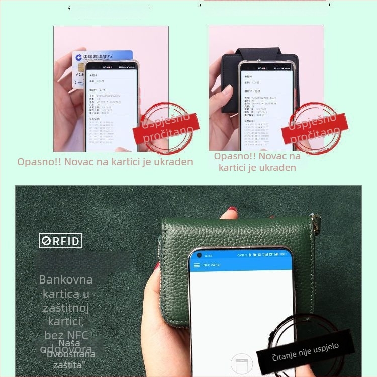 Držač kartica od PU kože, anti-krađa, anti-rezanje, 1 presavijeni novčanik, unisex, gradski stil