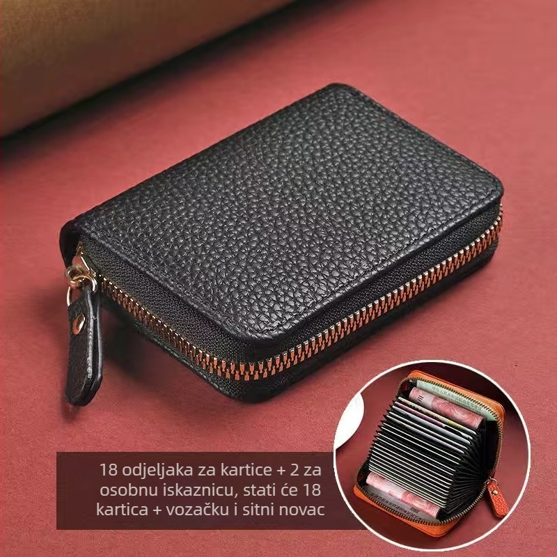Držač kartica od PU kože, anti-krađa, anti-rezanje, 1 presavijeni novčanik, unisex, gradski stil