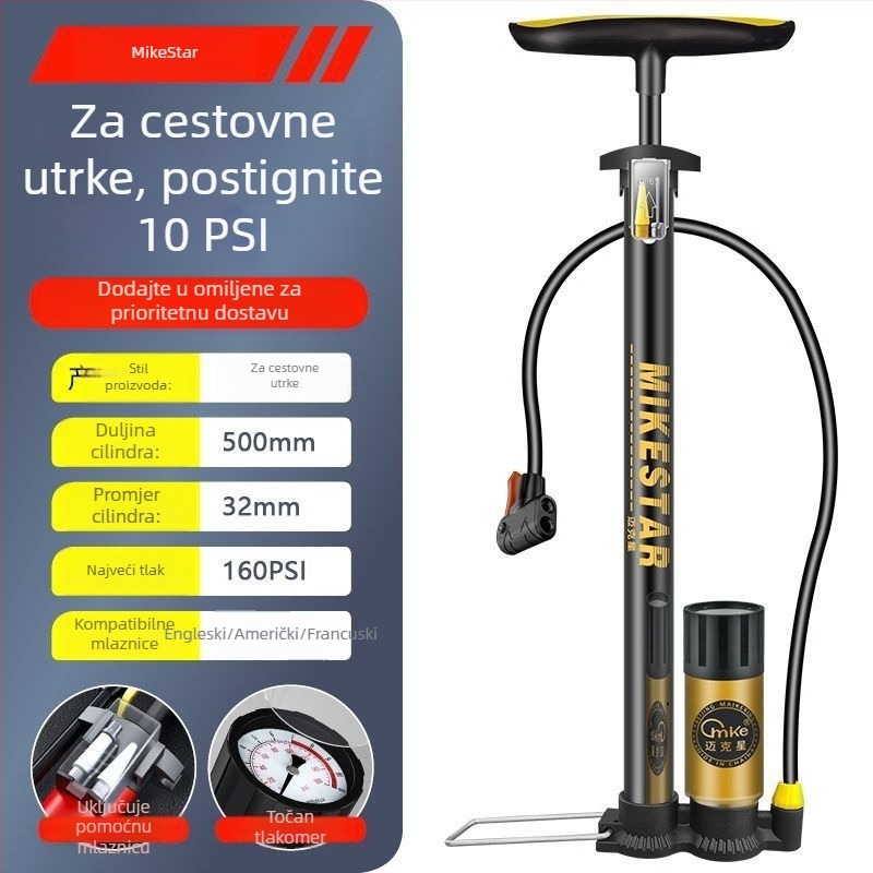 Visokotlačna ručna pumpa za bicikle, motocikle i električna vozila — brzo napuhavanje, univerzalna, za kućnu upotrebu