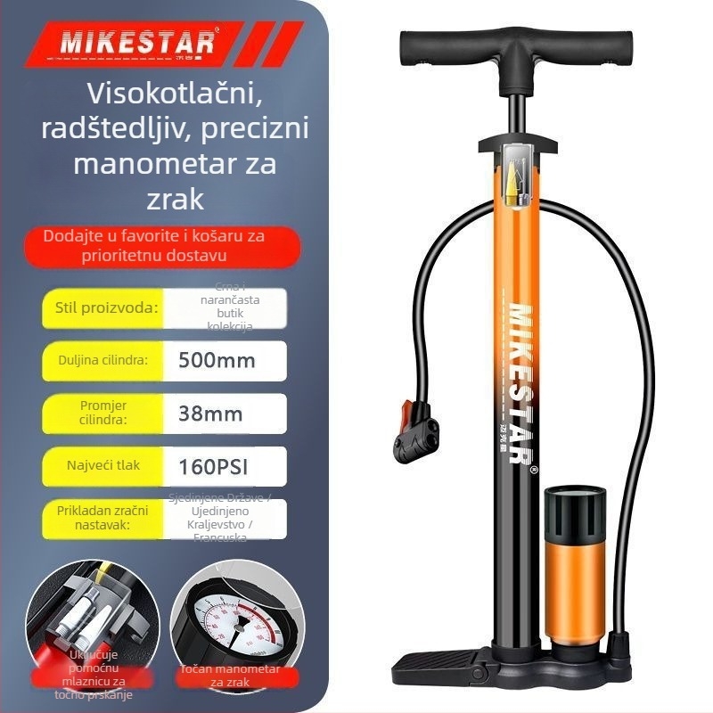 Visokotlačna ručna pumpa za bicikle, motocikle i električna vozila — brzo napuhavanje, univerzalna, za kućnu upotrebu