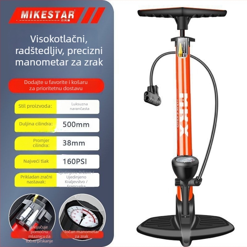 Visokotlačna ručna pumpa za bicikle, motocikle i električna vozila — brzo napuhavanje, univerzalna, za kućnu upotrebu