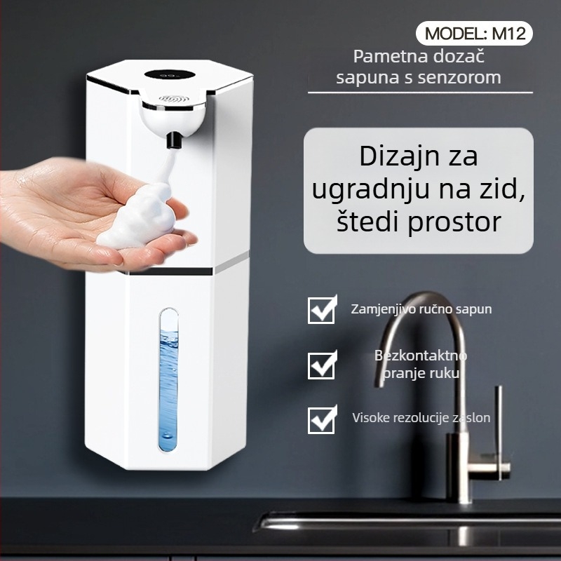 Automatski dozator tekućine sa senzorom M12 – ABS, zidna montaža, zaslon, baterija 1200 mAh, 4 razine