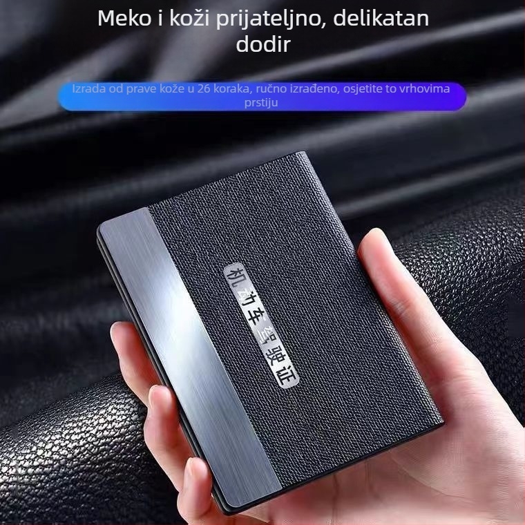 PU kožna futrola za vozačku dozvolu i kartice registracije, 2-u-1 zaštitna kutija, lasersko graviranje, ulični stil, kapacitet 4 kartice