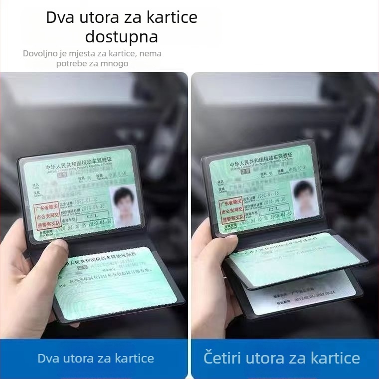 PU kožna futrola za vozačku dozvolu i kartice registracije, 2-u-1 zaštitna kutija, lasersko graviranje, ulični stil, kapacitet 4 kartice