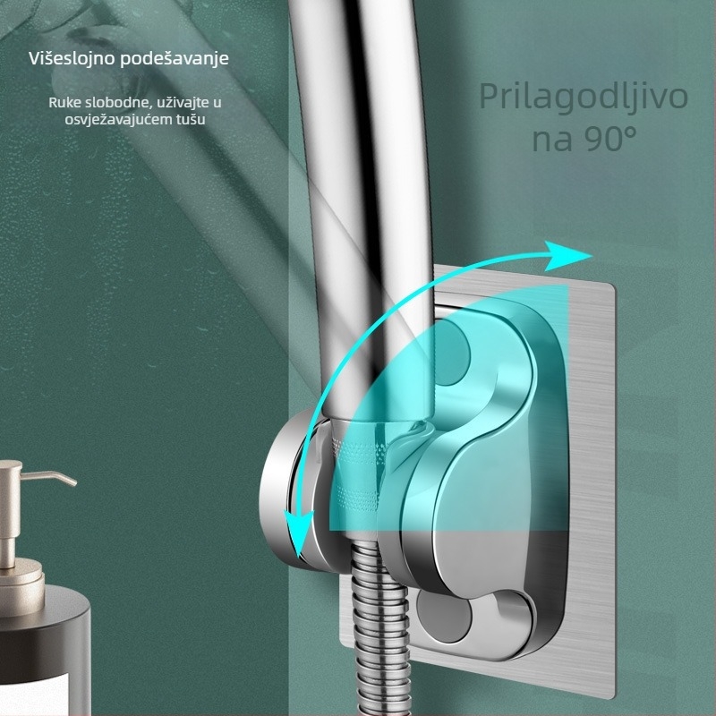 Držač za tuš s usisnim montiranjem na zid, bez bušenja, podesivi držač za tuš crijevo, ABS, moderni minimalistički stil kupaonice