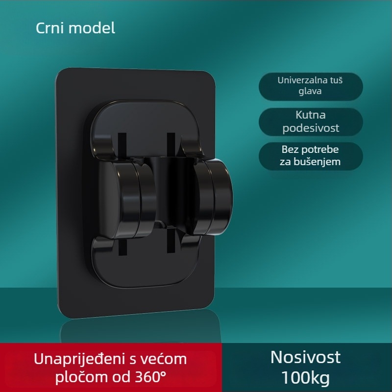 Držač za tuš s usisnim montiranjem na zid, bez bušenja, podesivi držač za tuš crijevo, ABS, moderni minimalistički stil kupaonice