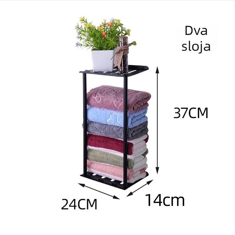 Zidni trostupanjski držač za ručnike u kupaonici, od ugljičnog čelika, moderni minimalistički stil, višestruko skladištenje u kupaonici, vodootporno
