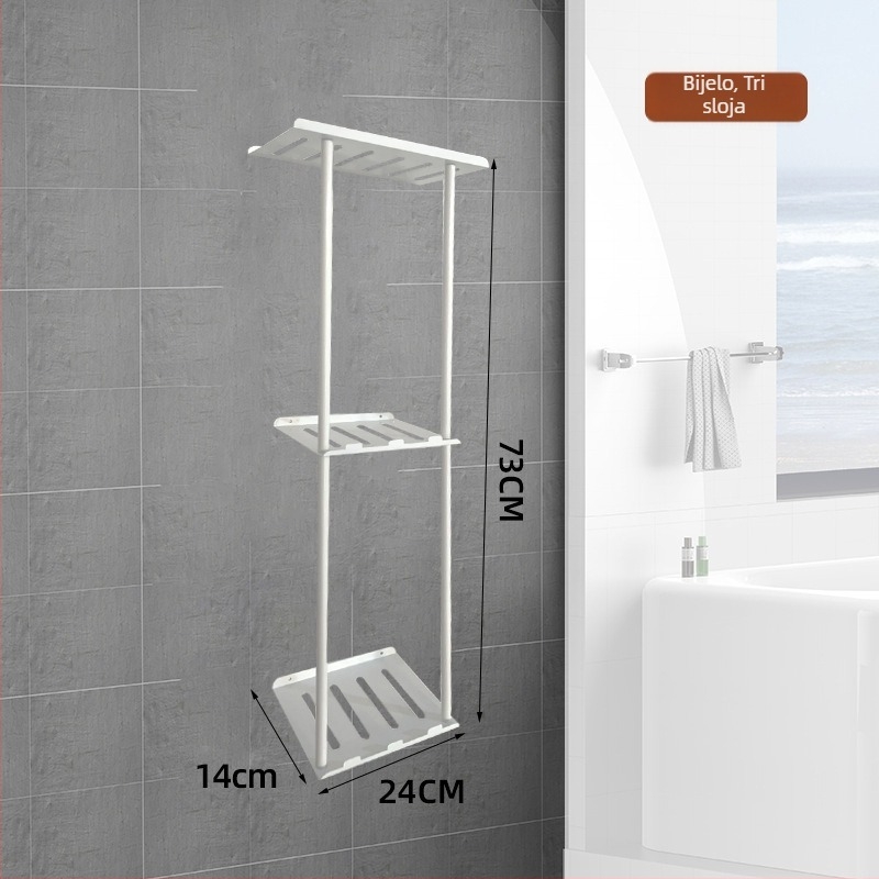 Zidni trostupanjski držač za ručnike u kupaonici, od ugljičnog čelika, moderni minimalistički stil, višestruko skladištenje u kupaonici, vodootporno