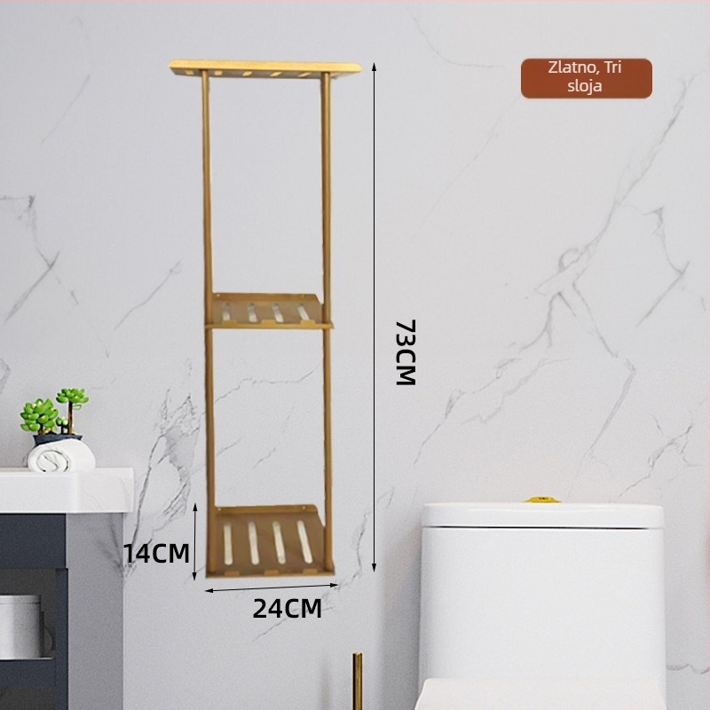 Zidni trostupanjski držač za ručnike u kupaonici, od ugljičnog čelika, moderni minimalistički stil, višestruko skladištenje u kupaonici, vodootporno