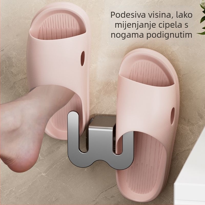 Zidni organizator cipela za kupaonice, bez bušenja, s vakuumskim pričvršćenjem, od karbonskog čelika, 1 razina