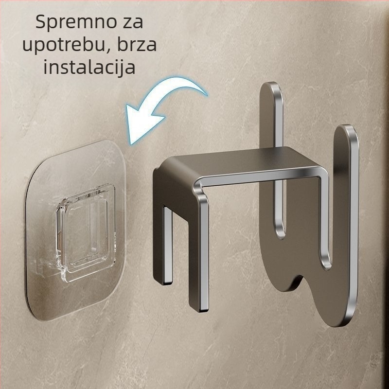 Zidni organizator cipela za kupaonice, bez bušenja, s vakuumskim pričvršćenjem, od karbonskog čelika, 1 razina