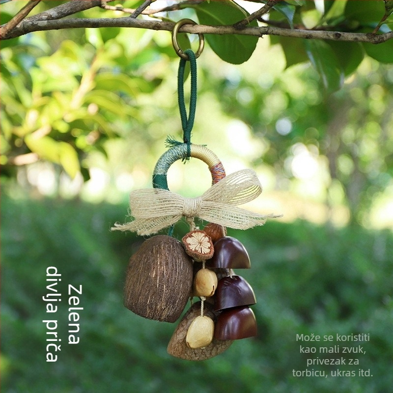 Viseći dodatak za torbu od prirodne školjke voća, ručno izrađeno zvono za terapiju zvukom, šumska ljekovita melodija