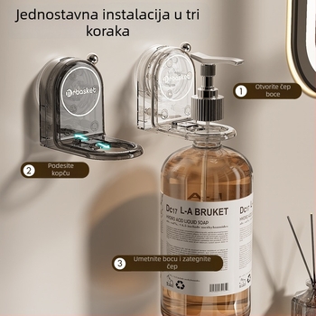 Držač za gel za tuš s vakuum fiksacijom na zid, 1-razinski kupaonski organizator za šampon i sredstvo za dezinfekciju ruke — bez bušenja, nosivost do 1 kg, površina s plastikastim premazom
