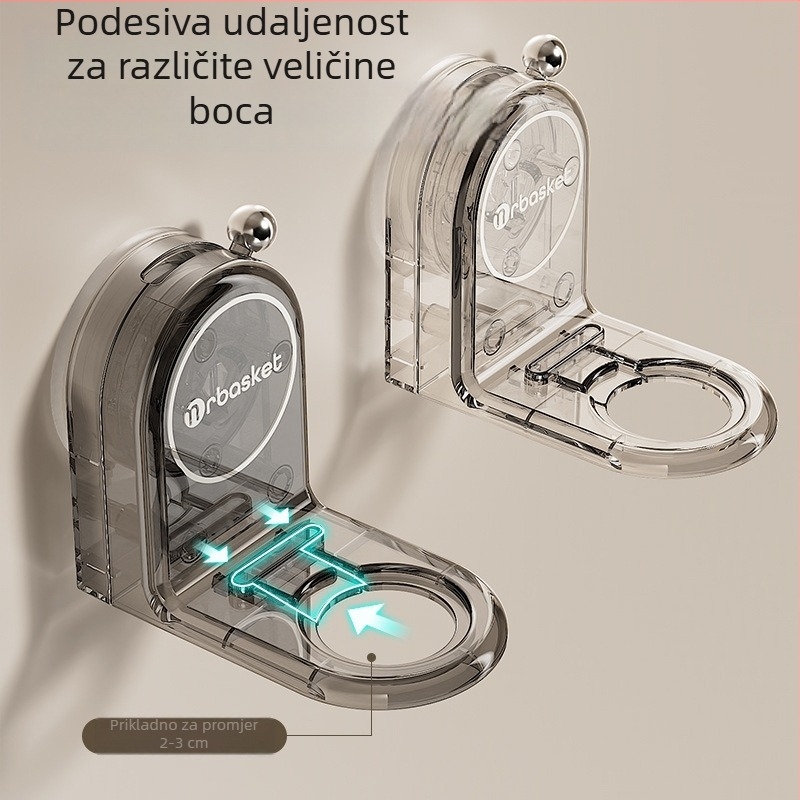 Držač za gel za tuš s vakuum fiksacijom na zid, 1-razinski kupaonski organizator za šampon i sredstvo za dezinfekciju ruke — bez bušenja, nosivost do 1 kg, površina s plastikastim premazom