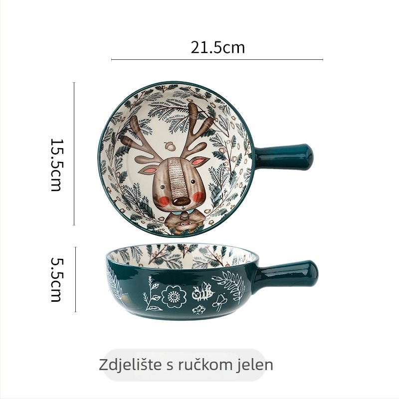 Kreativna keramička zdjela s drškom i motivom životinje — porcelan, nepravilni oblik, pogodna za mikrovalnu, otisak logotipa, prilagodba