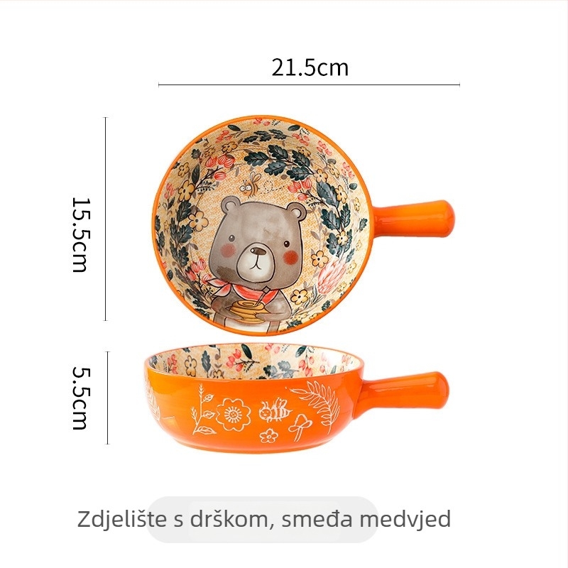 Kreativna keramička zdjela s drškom i motivom životinje — porcelan, nepravilni oblik, pogodna za mikrovalnu, otisak logotipa, prilagodba