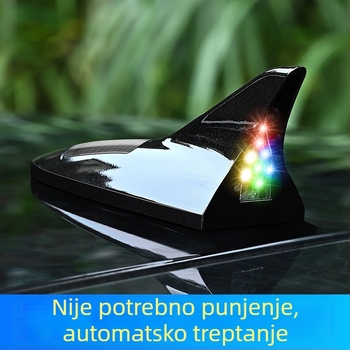 Solarno svjetlo za antenu u obliku peraja morskog psa za auto – univerzalno krovsko upozoravajuće bljeskanje, dekorativno svjetlo