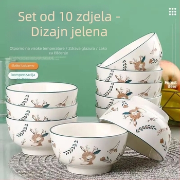 Shining keramička zdjela, okrugli oblik, crtani uzorak, moderni minimalistički stil, pogodno za mikrovalnu pećnicu