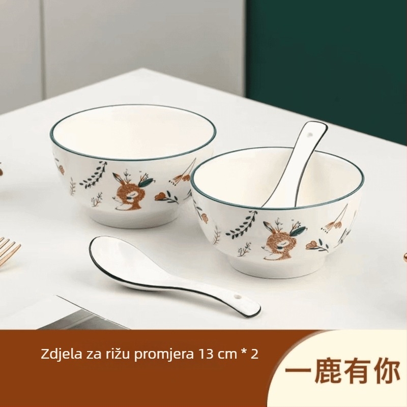 Shining keramička zdjela, okrugli oblik, crtani uzorak, moderni minimalistički stil, pogodno za mikrovalnu pećnicu