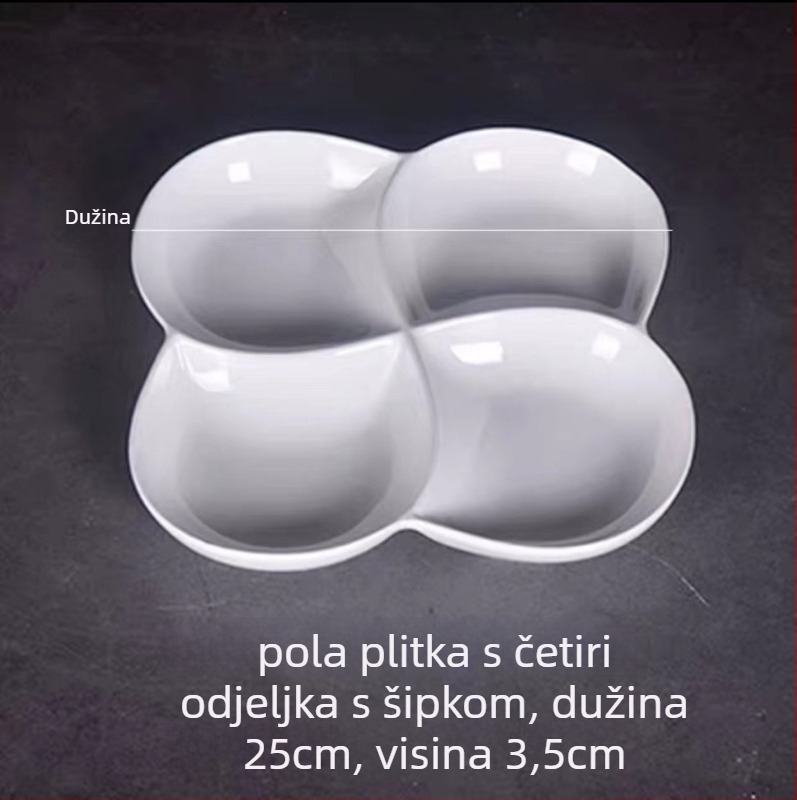Runpai keramički tanjur s pet odjeljaka, nepravilnog oblika, glazirana površina, pogodna za mikrovalnu