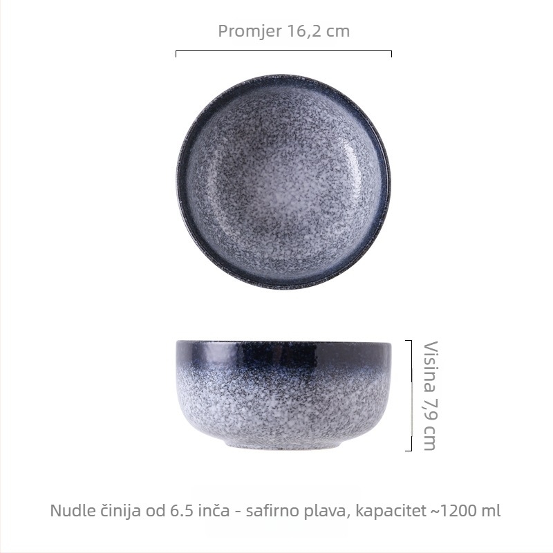 Velika porcelanska zdjela za rezance i juhu, kućna porcelanska zdjela, japanskog stila keramička zdjela, promjer 20 cm