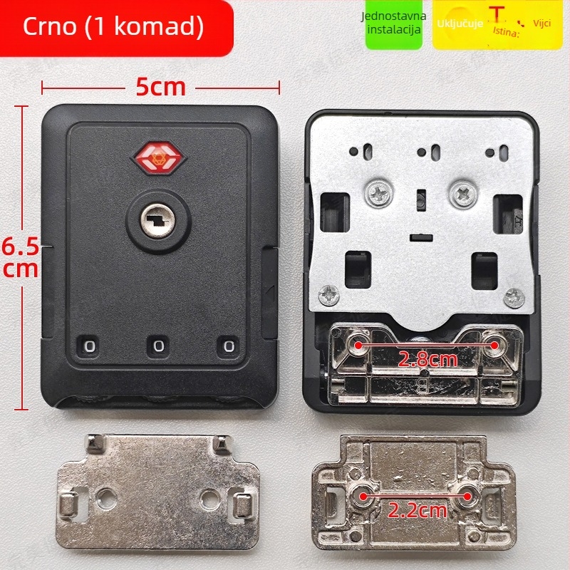 Kombinacijska brava za kofer – protiv krađe, plastično kućište, proljetni 2024 model, dodaci za prtljagu