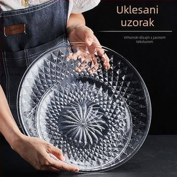 Kaisheng akrilni tanjur za voće s kristalno dijamantnim uzorkom, proziran, jednostavan stil