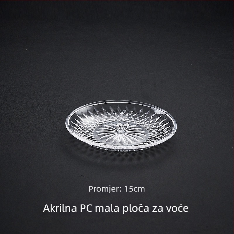 Kaisheng akrilni tanjur za voće s kristalno dijamantnim uzorkom, proziran, jednostavan stil