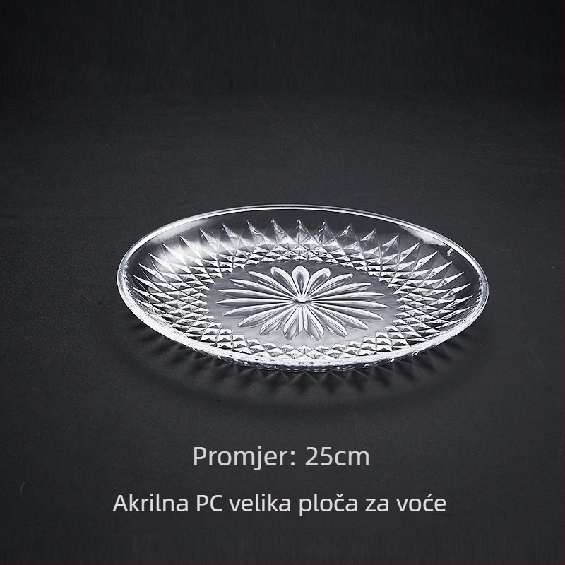 Kaisheng akrilni tanjur za voće s kristalno dijamantnim uzorkom, proziran, jednostavan stil