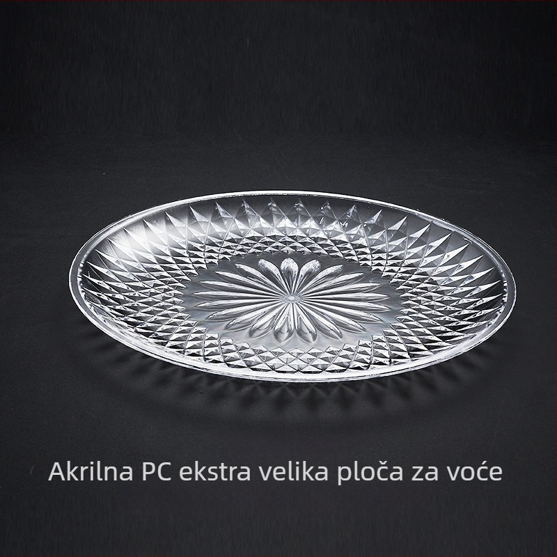 Kaisheng akrilni tanjur za voće s kristalno dijamantnim uzorkom, proziran, jednostavan stil