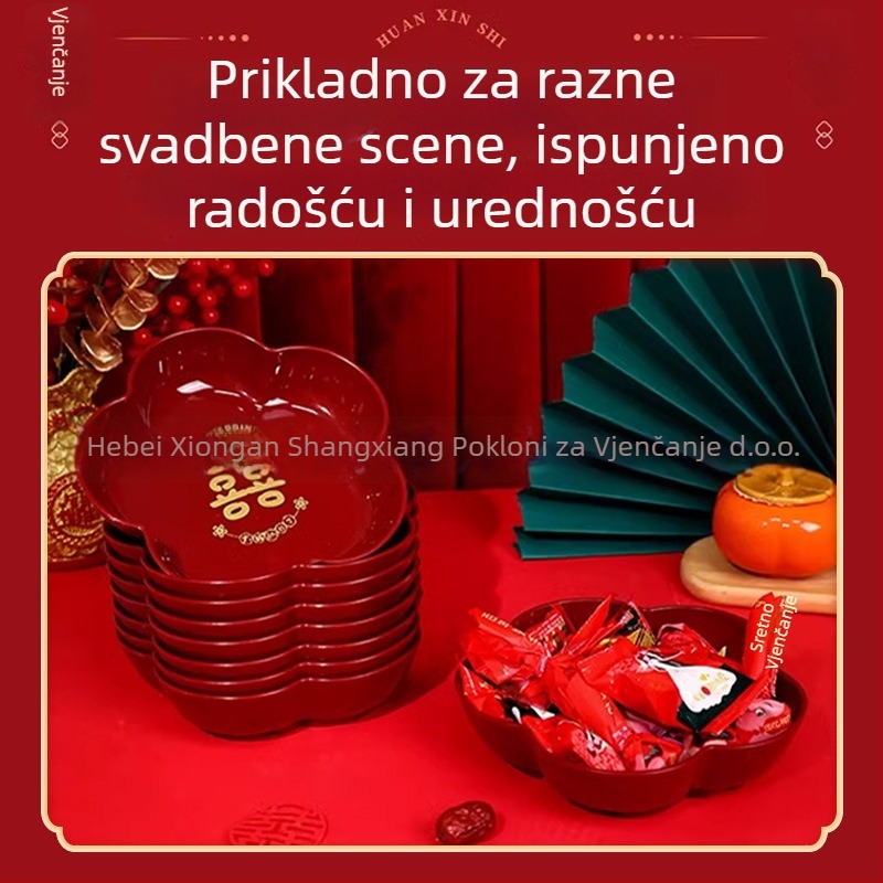 Vjenčani tanjur za voće i bombone (Material: Resin; Surface: Gold/gilt; Craft: Electroplating; Style: Chinese; Packaging: Carton packaging)