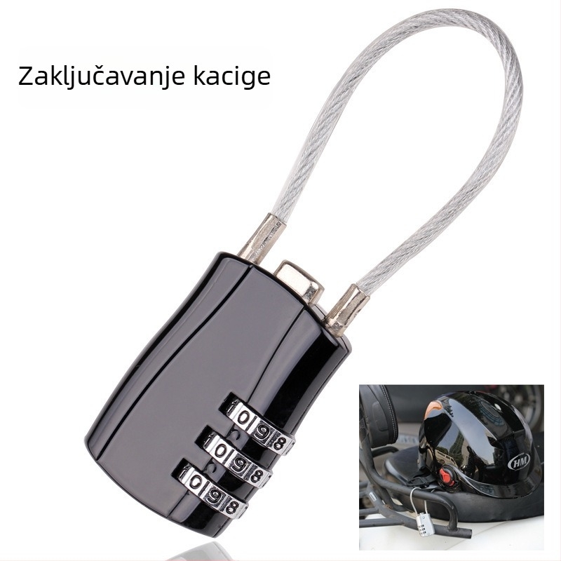 Mehanički sigurnosni zglob od cinkove legure s užetom od žice, model 018L, promjer 5 mm, pogodna za prtljagu, bicikl, kaciga, motocikl, školska torba; moderan minimalistički stil; prilagodljiva obrada