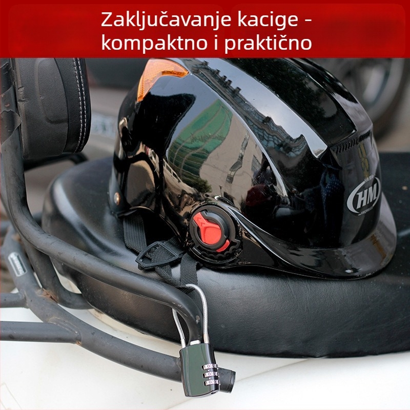 Mehanički sigurnosni zglob od cinkove legure s užetom od žice, model 018L, promjer 5 mm, pogodna za prtljagu, bicikl, kaciga, motocikl, školska torba; moderan minimalistički stil; prilagodljiva obrada